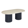 Table basse en marbre composite beige pieds noir