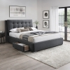 Lit double en tissu gris foncé avec 2 tiroirs 180x200 cm