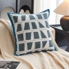 Coussin carré en tissu à motifs blanc et bleu 45x45 cm
