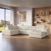 Canapé panoramique convertible avec coffre en velours côtelé épais beige - Angle droit