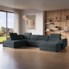 Canapé panoramique convertible avec coffre en velours gris - Angle droit