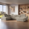 Canapé panoramique convertible avec coffre en velours taupe - Angle droit