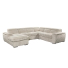 Canapé panoramique convertible velours côtelé épais beige avec coffre de rangement - Angle gauche