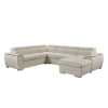 Canapé panoramique convertible en tissu beige avec coffre de rangement - Angle droit