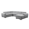 Canapé panoramique convertible en tissu gris clair avec coffre de rangement - Angle droit