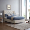 Lit 180x200 cm en tissu capitonné beige