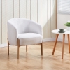 Fauteuil en tissu blanc écru pieds couleur bois