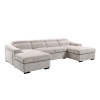 Canapé panoramique convertible avec 2 coffres en velours chiné beige