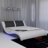 Lit en simili cuir noir et blanc à LED 180x200 cm
