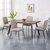 Lot de 4 chaises en tissu bouclette beige pieds en métal noir