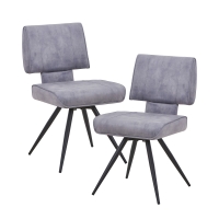 Lot de 2 chaises en velours gris pieds en métal noir