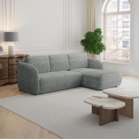 Canapé d'angle convertible avec coffre en tissu gris - Angle droit