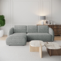 Canapé d'angle convertible avec coffre en tissu gris - Angle gauche