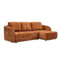 Canapé d'angle convertible avec coffre en tissu orange - Angle droit