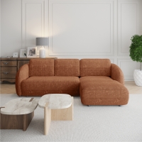 Canapé d'angle convertible avec coffre en tissu orange - Angle droit