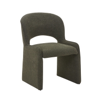 Fauteuil tissu bouclette vert foncé