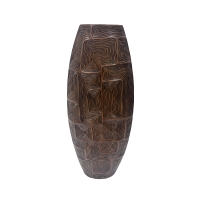 Vase totem en résine noir et marron H60 cm