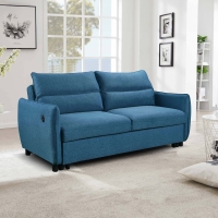 Canapé convertible 3 places en tissu bleu
