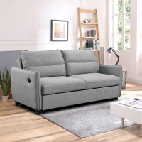 Canapé convertible 3 places en tissu gris clair