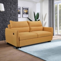 Canapé convertible 3 places en tissu jaune