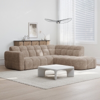 Canapé d'angle en tissu taupe - Angle droit