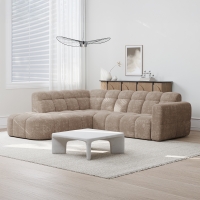 Canapé d'angle en tissu taupe - Angle gauche