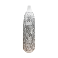 Vase XL en polyrésine blanc et argent H49 cm
