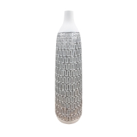 Vase XL en polyrésine blanc et argent H59 cm