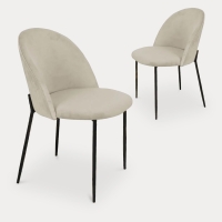 Lot de 2 chaises design en velours beige et pieds noirs