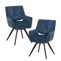 Lot de 2 chaises en velours bleu pieds en métal noir