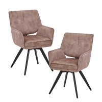 Lot de 2 chaises en velours taupe pieds en métal noir