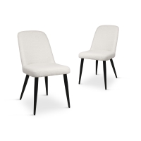 Lot de 2 chaises en tissu effet lin beige