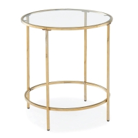 Table basse ronde en verre et métal