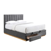 Lit double en tissu gris anthracite avec coffre et tiroir 160x200 cm