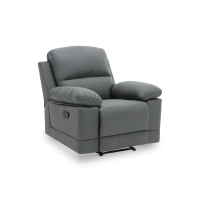 Fauteuil relax manuel simili cuir gris foncé