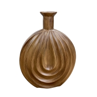 Vase rond en polyrésine imitation bois H31 cm