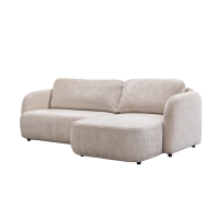 Canapé d'angle convertible avec coffre en tissu beige - Angle droit