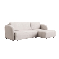 Canapé d'angle convertible avec coffre en tissu beige - Angle droit