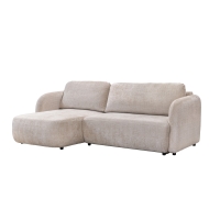 Canapé d'angle convertible avec coffre en tissu beige - Angle gauche