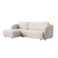 Canapé d'angle convertible avec coffre en tissu beige - Angle gauche