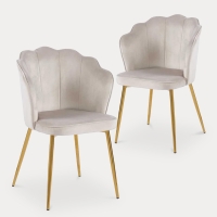 Lot de 2 chaises design en velours beige