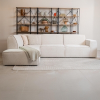 Canapé d'angle en tissu beige - Angle gauche