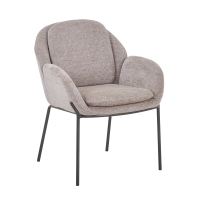 Chaise en tissu taupe pieds en métal noir