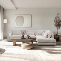Canapé d'angle en tissu beige - Angle droit