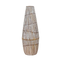Vase XL en polyrésine bois et blanc H47 cm
