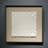 Tableau peinture à l'huile relief carré cadre aluminium noir - 50x50 cm