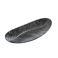 Coupelle ovale en résine noire et blanche 37 cm