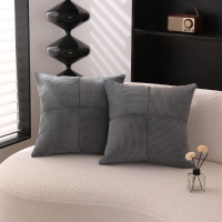 Coussin carré en tissu côtelé gris 45x45 cm