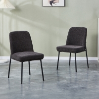 Lot de 2 chaises en tissu gris foncé pieds en métal noir