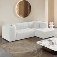 Canapé d'angle tissu bouclette beige - Angle droit